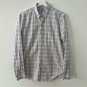 J. Crew Men's White, Blue and Gray Plaid Buttoned Down Shirt Medium Lightweight